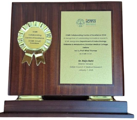 ICMR Collaborating Centre of Excellence Award Plaque – CMC Vellore